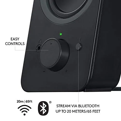 Logitech Z207 2.0 Multi Device Stereo Speaker (Black), 9.5" x 3.5" x 4.9&Quot; computer speaker - detail shot