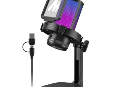 MAONO USB Gaming Microphone for PC, Noise Cancellation Condenser Mic with RGB Lights, Mute, Gain for Streaming, Recording,