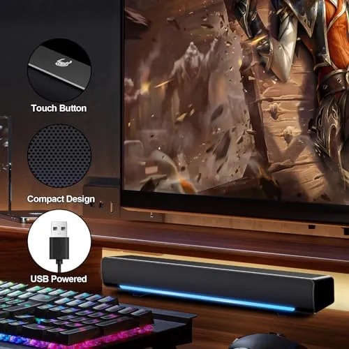 MARBOO Computer PC Bluetooth Soundbar Speakers Wireless USB Powered Laptop Desktop Monitor Speakers for PC Smartphone Ipad