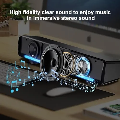 MARBOO Computer PC Bluetooth Soundbar Speakers Wireless USB Powered Laptop Desktop Monitor Speakers for PC Smartphone Ipad