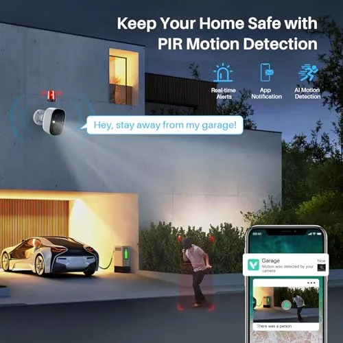 MaxiViz Security Cameras Wireless Outdoor, Battery Powered Cameras for Home Security Indoor/Outdoor with AI Motion