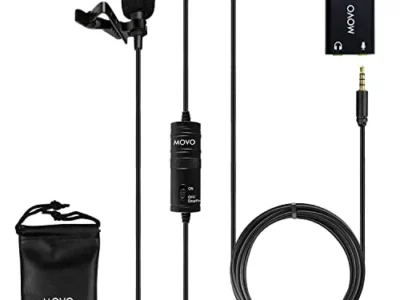 Movo LV1-USB Lavalier Microphone for Computer, Lapel Microphone for iPhone and Android Smartphones, Lav Mic, Clip on