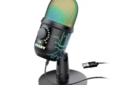 MRSDY Gaming Microphone, USB Computer Microphone for PC, Mac, PS4/5, Condenser Podcast Mic for Studio Recording, YouTube,