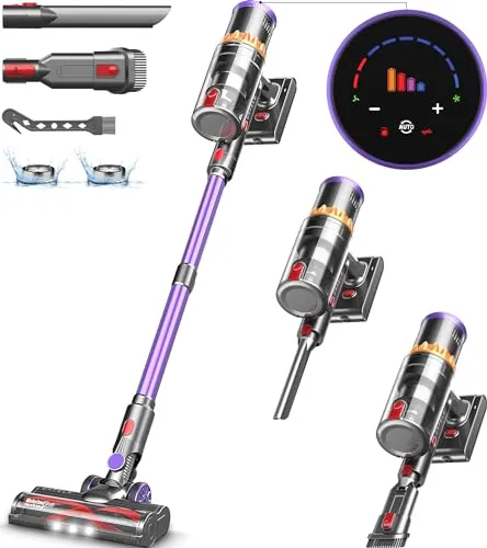 ORFELD Cordless Vacuum Cleaner, 40Kpa/500W Stick Vacuum with Smart Display, Up to 60Mins Runtime Vacuum Cleaner for Home,