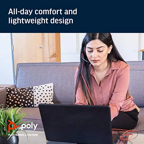 Poly Plantronics - Blackwire 3210 - Wired, Single Ear (Monaural) Headset with Boom Mic - USB-A to connect to your PC and/or