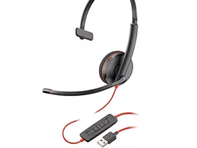 Poly Plantronics - Blackwire 3210 - Wired, Single Ear (Monaural) Headset with Boom Mic - USB-A to connect to your PC and/or