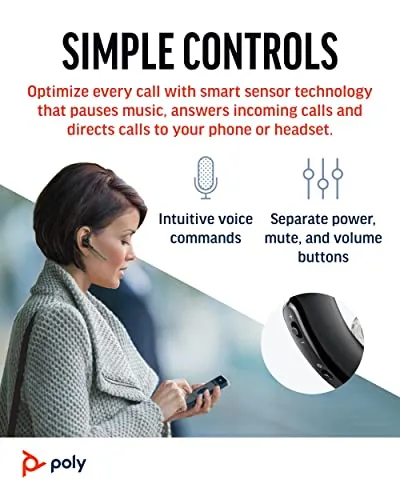 Poly Voyager Legend Wireless Headset (Plantronics) - Single-Ear via Bluetooth w/Noise-Canceling Mic - Voice Controls - Mute