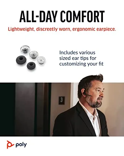 Poly Voyager Legend Wireless Headset (Plantronics) - Single-Ear via Bluetooth w/Noise-Canceling Mic - Voice Controls - Mute