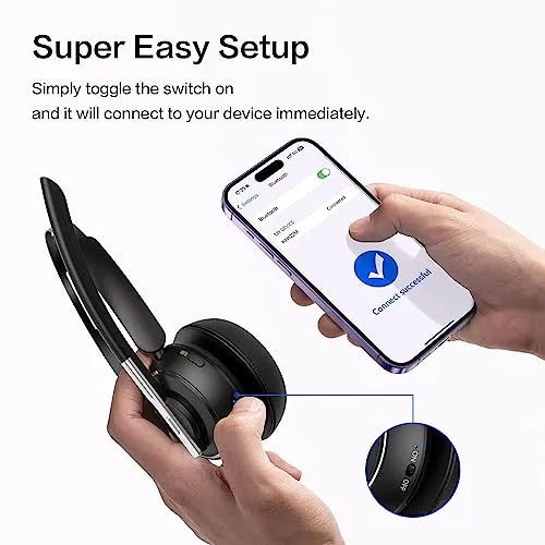 PrancyBt Bluetooth Headset, Wireless Headset with Microphone for PC, V5.2 Computer Headset with Noise Cancelling Mic, USB