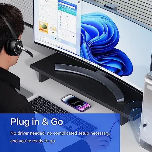 PrancyBt Bluetooth Headset, Wireless Headset with Microphone for PC, V5.2 Computer Headset with Noise Cancelling Mic, USB