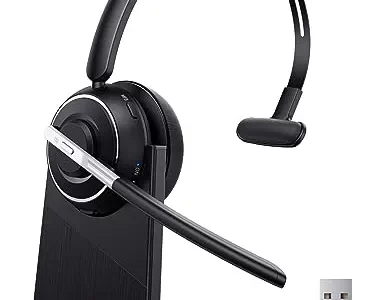 PrancyBt Bluetooth Headset, Wireless Headset with Microphone for PC, V5.2 Computer Headset with Noise Cancelling Mic, USB