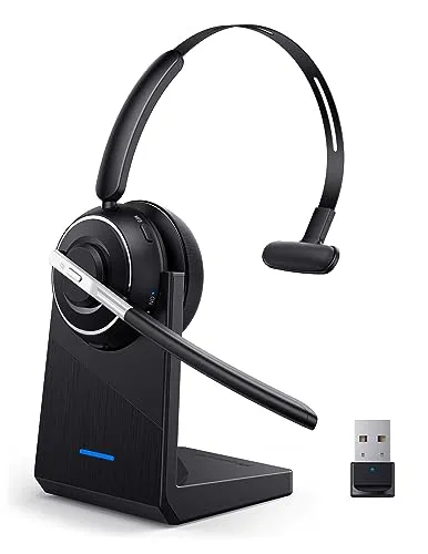 PrancyBt Bluetooth Headset, Wireless Headset with Microphone for PC, V5.2 Computer Headset with Noise Cancelling Mic, USB