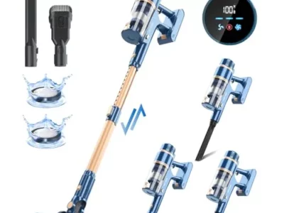 PRETTYCARE Cordless Vacuum Cleaner, 28Kpa Stick Vacuum with Powerful Brushless Motor, LED Touch Display, 45 Mins Long