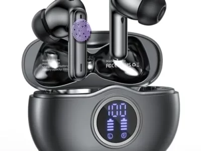 QYCAITEK Wireless Earbuds 50Hrs Playtime Bluetooth Earbuds Built in Noise Cancellation Mic with Charging Case, Bluetooth