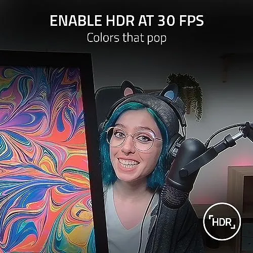 Razer Kiyo Pro Streaming Webcam: Full HD 1080p 60FPS - Adaptive Light Sensor - HDR-Enabled - Wide-Angle Lens with Adjustable