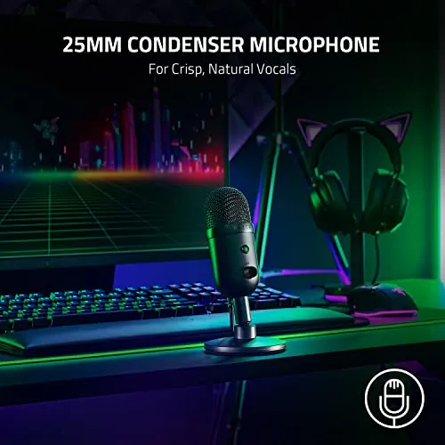 Razer Seiren V2 X USB Condenser Microphone for Streaming and Gaming on PC: Supercardioid Pickup Pattern - Integrated Digital