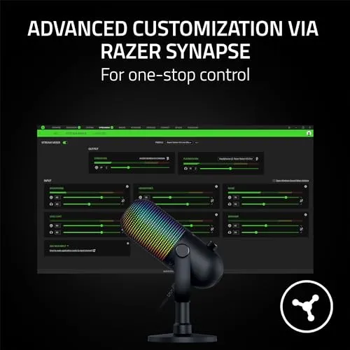 Razer Seiren V3 Chroma RGB USB Microphone: Stream & Game Reactive Lighting - Tap-to-Mute Sensor - Condenser Mic - Digital