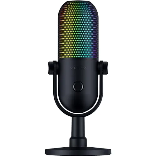 Razer Seiren V3 Chroma RGB USB Microphone: Stream & Game Reactive Lighting - Tap-to-Mute Sensor - Condenser Mic - Digital