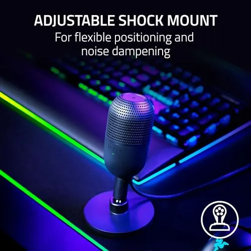 Razer Seiren V3 Mini USB Microphone: Condenser Mic - Supercardioid Pickup Pattern - Tap-to-Mute Sensor with LED Indicator -