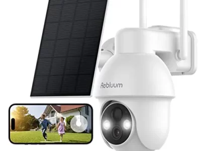 Rebluum Security Camera Wireless Outdoor, 2K Solar Security Camera,Battery Powered 360°PTZ Security Camera,Color Night