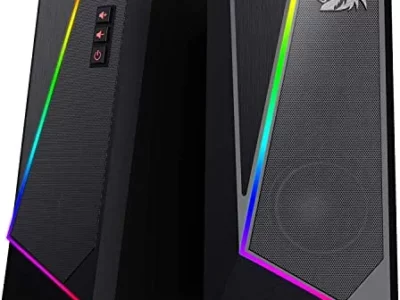 Redragon GS520 RGB Desktop Speakers, 2.0 Channel PC Computer Stereo Speaker with 6 Colorful LED Modes, Enhanced Sound and