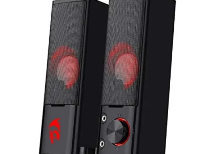 Redragon GS550 PC Gaming Speakers, 2.0 Channel Desktop Computer Sound Bar with Compact Maneuverable Size, Headphone Jack,
