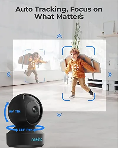 REOLINK Indoor Security Camera, 2.4/5 GHz Wi-Fi, E1 Pro 4MP HD Plug-in Pet Camera, 360 Degree Baby/Pet Monitor with Auto