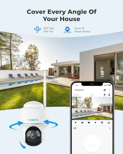 REOLINK Security Camera Wireless Outdoor, Pan Tilt Solar Powered, 5MP 2K+ Color Night Vision, 2.4/5GHz WiFi, 2-Way Talk,