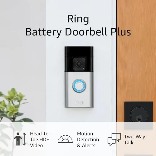Ring Battery Doorbell Plus | Head-to-Toe HD+ Video, motion detection & alerts, and Two-Way Talk (2023 release) security
