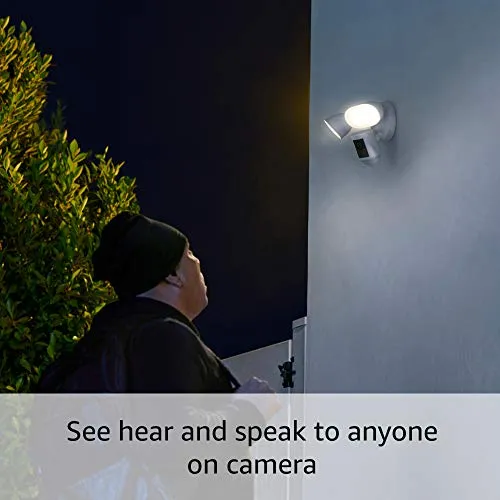 Ring Floodlight Cam Wired Pro with Bird’s Eye View and 3D Motion Detection, White security camera - side view