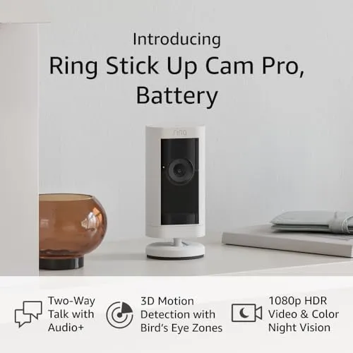 Ring Introducing Ring Stick Up Cam Pro, Battery | Two-Way Talk with Audio+, 3D Motion Detection with Bird’s Eye Zones, and