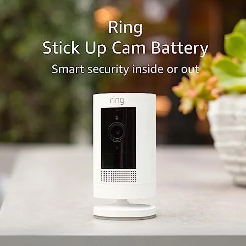Ring Stick Up Cam Battery | Weather-Resistant Outdoor Camera, Live View, Color Night Vision, Two-way Talk, Motion alerts,