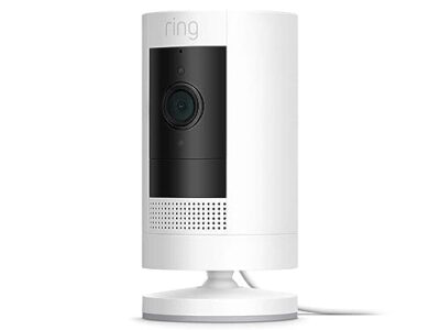 Ring Stick Up Cam Plug-In | Weather-Resistant Outdoor Camera, Live View, Color Night Vision, Two-way Talk, Motion alerts,