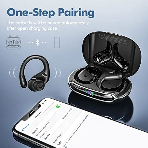sajawass Wireless Earbuds Bluetooth Headphones 80Hrs Playback with LED Diaplay Wireless Charging Case Noise Cancelling Ear