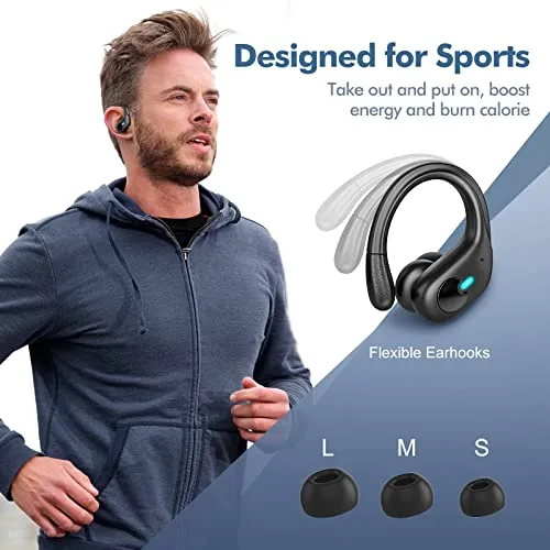 sajawass Wireless Earbuds Bluetooth Headphones 80Hrs Playback with LED Diaplay Wireless Charging Case Noise Cancelling Ear