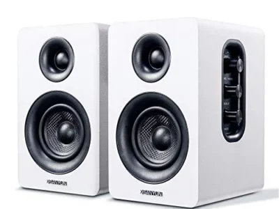 Sanyun SW208 3" Active Bluetooth 5.0 Bookshelf Speakers – 60W Carbon Fiber Speaker Unit - Built-in 24bit DAC Dynamic 3D