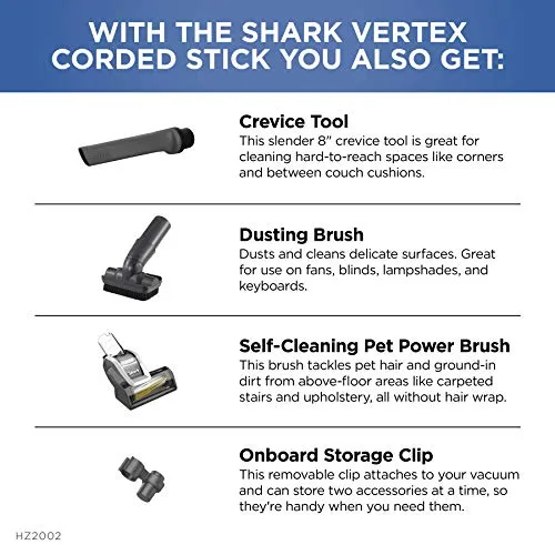 Shark HZ2002 Vertex Ultralight Corded Stick DuoClean PowerFins & Self-Cleaning Brushroll, Perfect for Pets, Removable Hand