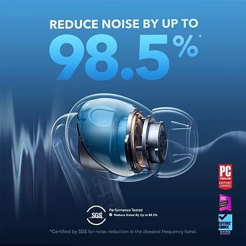 soundcore by Anker Liberty 4 NC Wireless Earbuds, 98.5% Noise Reduction, Adaptive Noise Cancelling to Ears and Environment,
