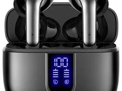 TAGRY Bluetooth Headphones True Wireless Earbuds 60H Playback LED Power Display Earphones with Wireless Charging Case IPX5