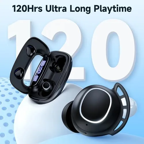 TAGRY Bluetooth Headphones Wireless Earbuds 120H Playtime Ear Buds IPX7 Waterproof Earphones Digital Power Display Headsets