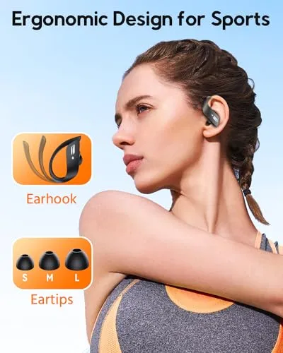 TAGRY Bluetooth Headphones Wireless Earbuds 80Hrs Playtime IPX7 Waterproof Ear buds with Earhook Over Ear Earphones Build-in