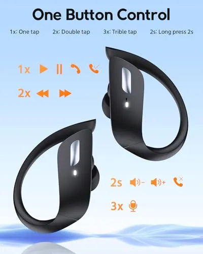 TAGRY Bluetooth Headphones Wireless Earbuds 80Hrs Playtime IPX7 Waterproof Ear buds with Earhook Over Ear Earphones Build-in