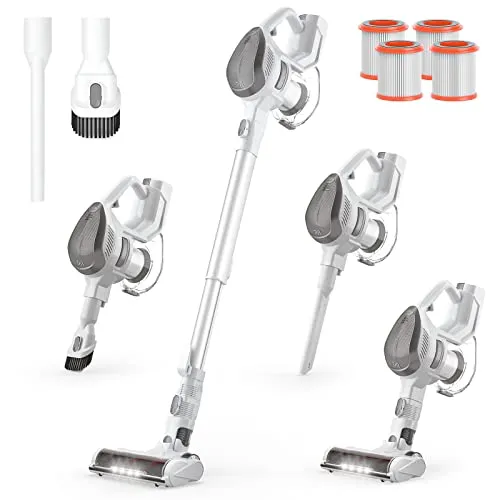 TMA Cordless Vacuum Cleaner, 6 in 1 Stick Vacuum Cleaner with 4 Filters 8-Cell Battery & 40 Mins Running Time 1.3L Dust