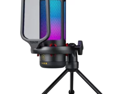 TONOR Gaming Mic, USB Microphone for PC Computer, Cardioid Condenser Mic with Adjustable RGB Modes & Brightness, Quick Mute,