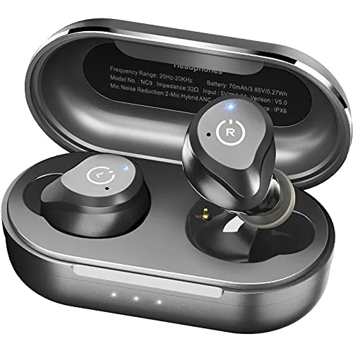 TOZO NC9 Hybrid Active Noise Cancelling Wireless Earbuds, in Ear Headphones IPX6 Waterproof Bluetooth 5.3 Stereo Earphones,