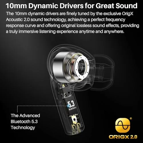 TOZO T20 Wireless Earbuds Bluetooth Headphones 48.5 Hrs Playtime with LED Digital Display, IPX8 Waterproof, Dual Mic Call