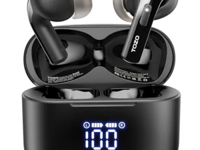 TOZO T20 Wireless Earbuds Bluetooth Headphones 48.5 Hrs Playtime with LED Digital Display, IPX8 Waterproof, Dual Mic Call