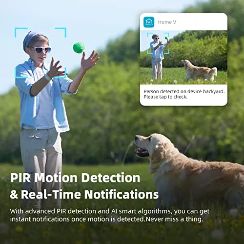 VIRTAVO Security Cameras Wireless Outdoor, Battery Powered Starlight Color Night Vision Weatherproof, Surveillance WiFi Home