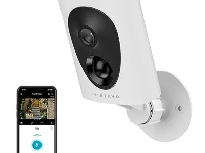 VIRTAVO Security Cameras Wireless Outdoor, Battery Powered Starlight Color Night Vision Weatherproof, Surveillance WiFi Home