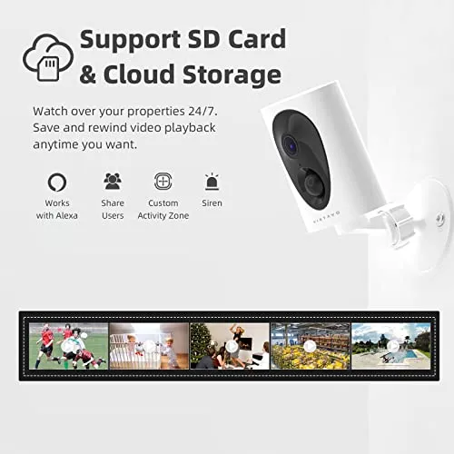 VIRTAVO Security Cameras Wireless Outdoor, Battery Powered Starlight Color Night Vision Weatherproof, Surveillance WiFi Home